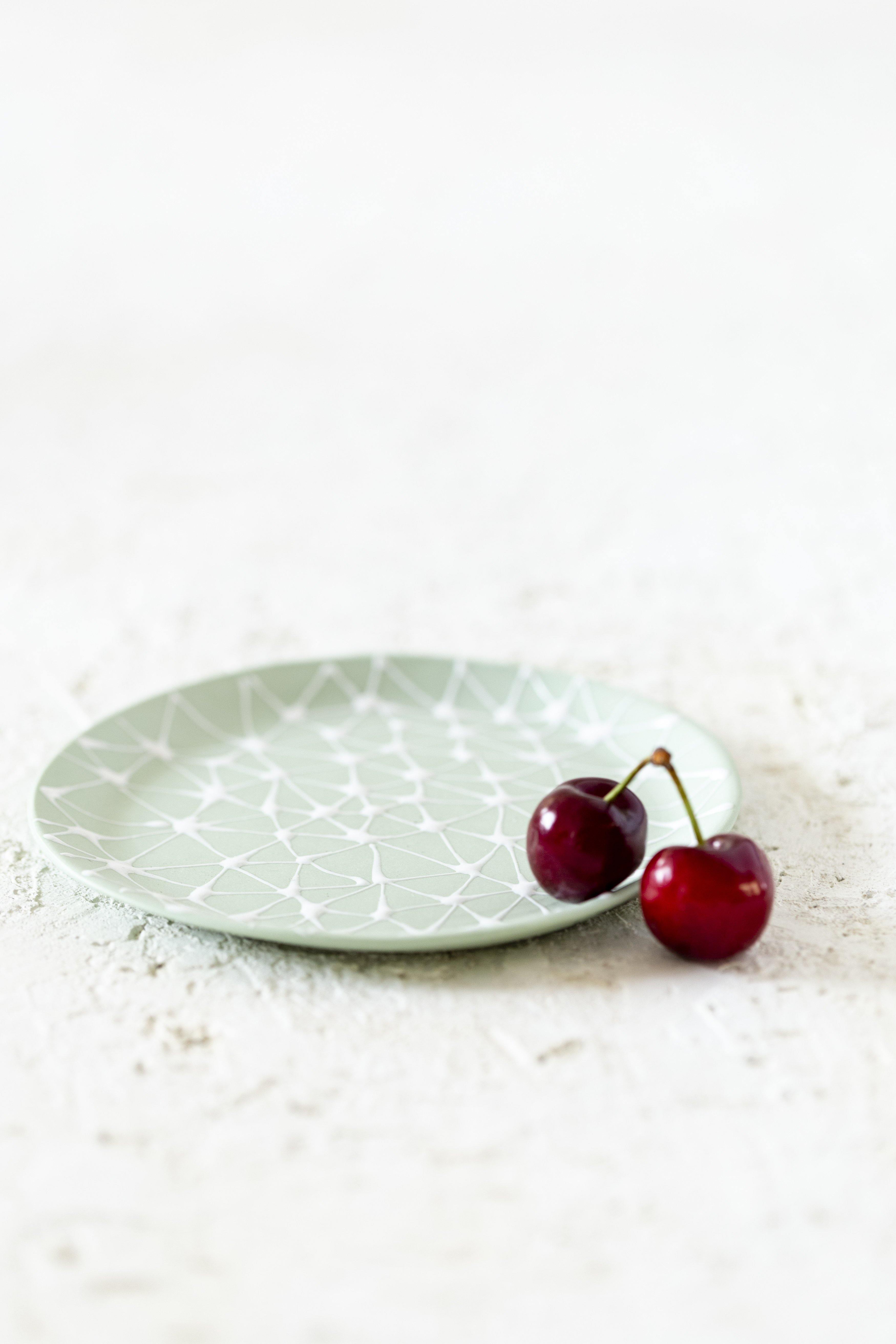 Dessert plate | Pistachio with white stars - Maiyan Ben Yona - Ceramic Studio