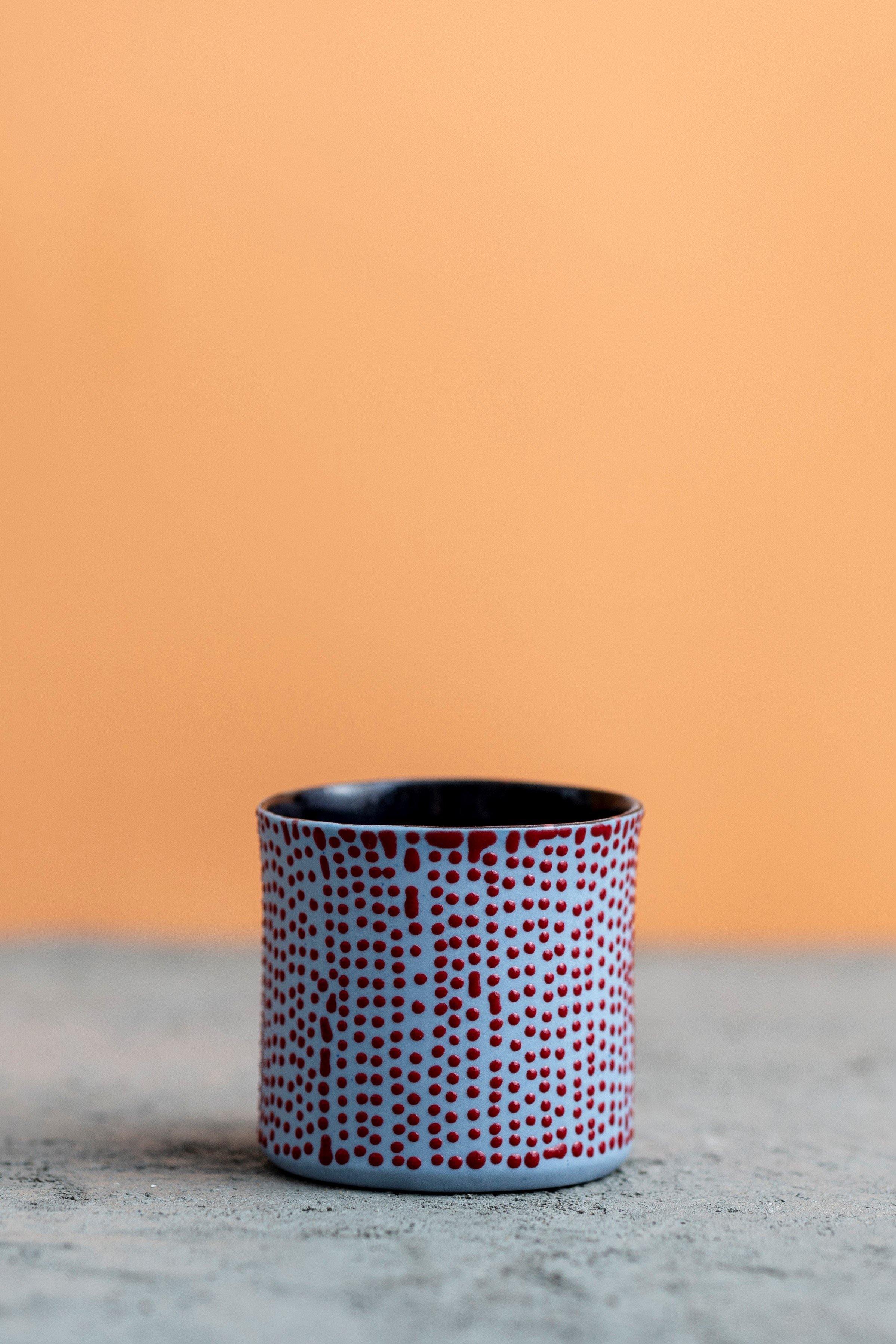  Espresso cup | Sky blue with red dots - Maiyanbenyona