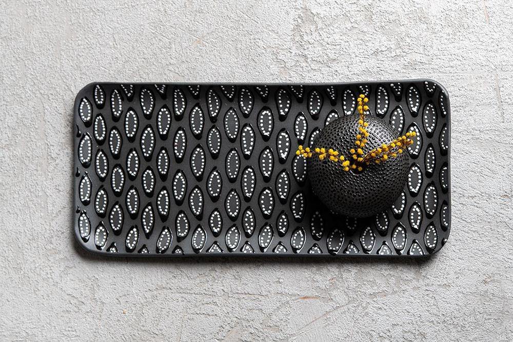 Set of 3 Rectangular trays | Black mix - Maiyan Ben Yona - Ceramic Studio