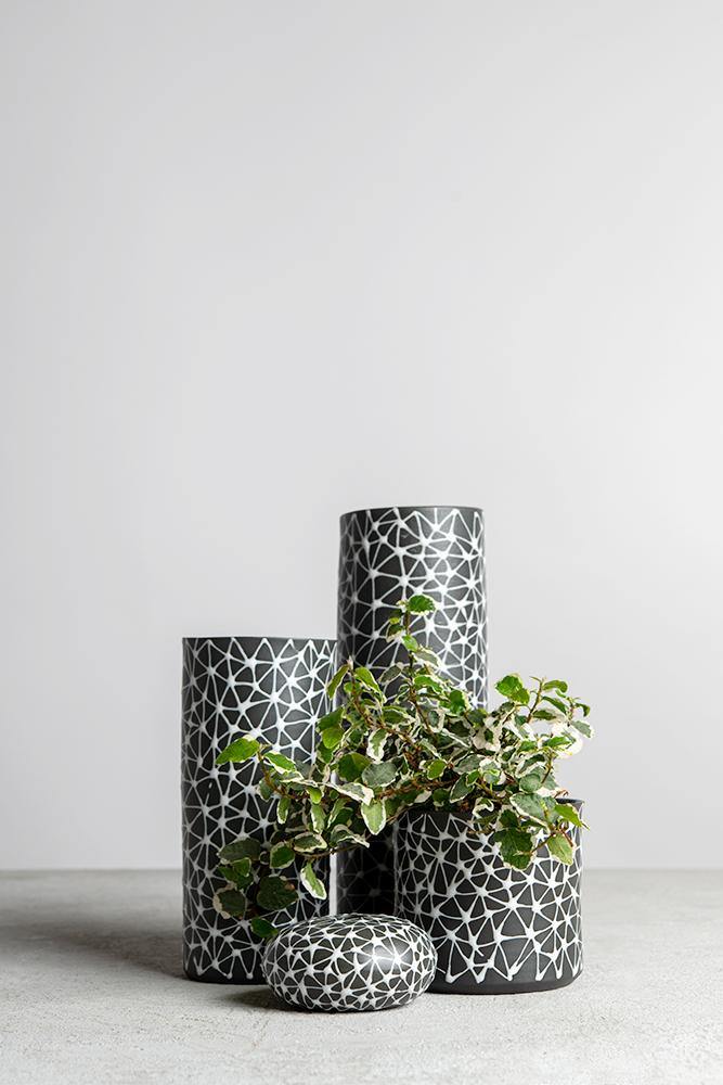 Set of 4 vases | B&W - Maiyan Ben Yona - Ceramic Studio